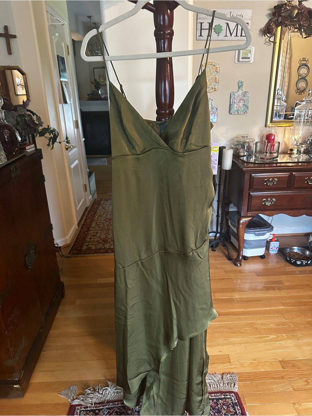wild fable Olive Green Satin Cami Dress